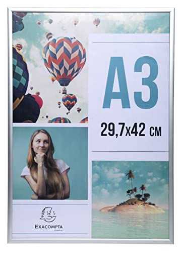 EXACOMPTA - Ref 83758D - 1 picture frame A3 - for table or wall mounted - Aluminium edges - Can be used either vertical or horizontal - dimensions: 42.7 x 33 x 2.5 cm - crystal