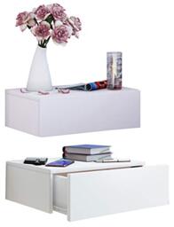 VCM 2er Wall Shelf Drawer Storage Unit Bedside Table Floating Cabinet Hall Furniture Wood Blado-2x1 White