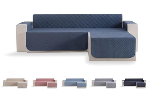 Todocama Sofa Cover, Sofa Cover, Quilted Rhombus Protector, Breathable, Easy to Clean, (Grey Blue, Right Chaise 200 cm)