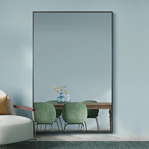 Modern black Aluminum Metal Wall Mirror: 120 x 80cm – Sleek, Modern Design for Home, Bathroom or Office- Durable Frame, High-Definition Glass, Easy to Mount