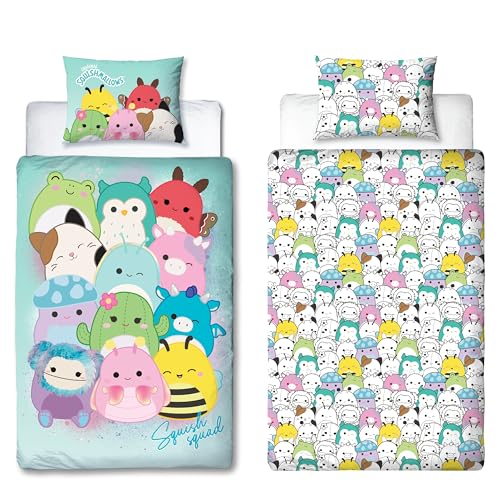 Squishmallows Officially Licensed Flash Design Single Duvet Cover Set - Reversible 2 Sided Characters Bedding Including Matching Pillow Case - Perfect For Kids Bedroom - Polycotton