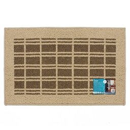 JVL 01-856BE-BR Treviso Backed Machine Washable Entrance Door Mat, Polypropylene/Latex, Beige/Brown, 50 x 80 x 1.2 cm