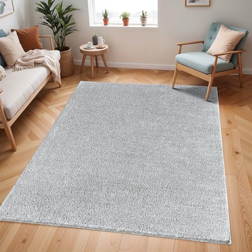 Livabliss Shaggy Rug Shaggy Rug - Modern Berber Rug Living Room 140x200 cm, Soft Shaggy Rugs for Bedroom - Neutral Boho Fluffy Rug, Easy Care Plush Thick Pile - Large Rug, Light Grey Rug