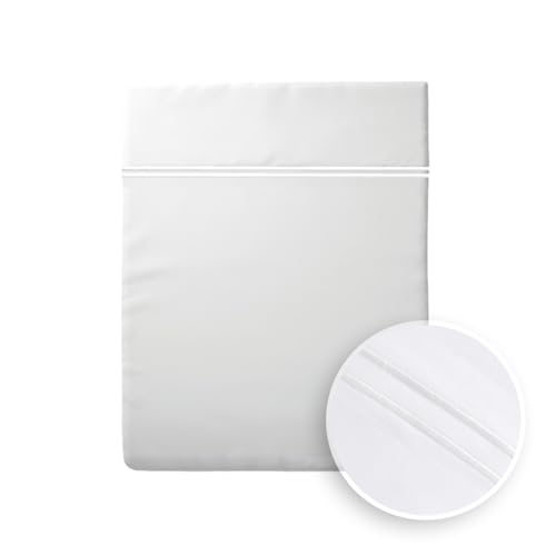 Pure Cotton Flat Sheet for 2 People - Flat Sheet 240 x 300 cm - 100% Cotton Sateen 200 Thread Count 120 g/m² Easy Iron - Soft, Oeko-Tex Certified - Silhouette - White/White
