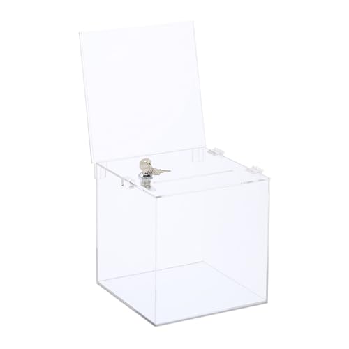 Relaxdays Raffle, Acrylic, Lockable, Sign Holder, hinged lid, HWD: 40.5 ...