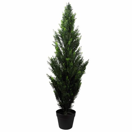 Leaf Design UK Black Artificial Cedar Cypress Topiary Tree Plastic 120cm Tall, 120 cm high