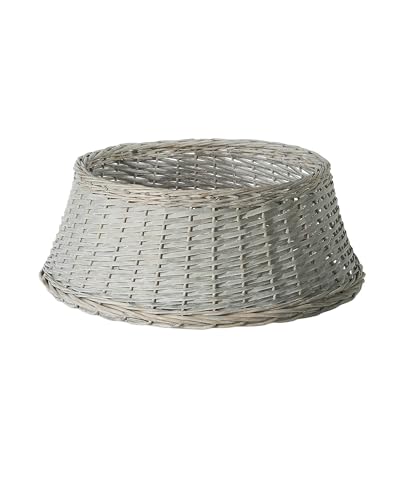 Grey Wicker Tree Collar – 70 cm Base, Hand-Woven Rattan Christmas Tree Stand Cover