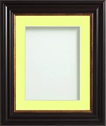 Frame Company Emson Black Picture Photo Frame with Lemon Bon Bon Mount - 6x4 for pic size 4x3 *Choice of Sizes* Fitted with Real Glass