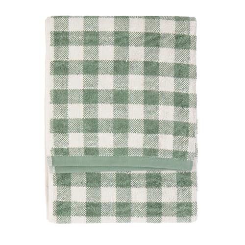 Yard Barton Gingham Check Hand Towel – Soft 100% Cotton Absorbent Bathroom Towel (Forest – 50x100cm)