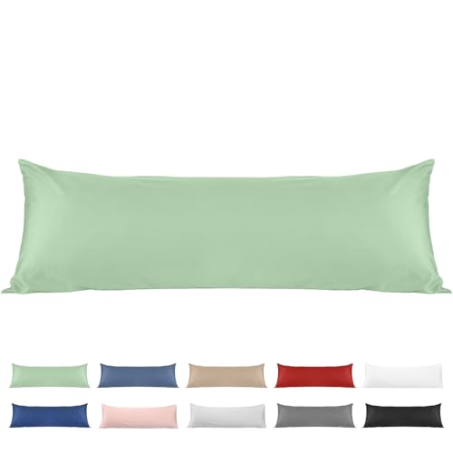 100% Cotton Body Pillow Case, Deep Dream 20x54 Body Long Pillow Pillowcases Sateen Weave, 600 Thread Count Hotel Luxury Soft and Breathable Envelope Closure Pillow Covers, Zephyr Green