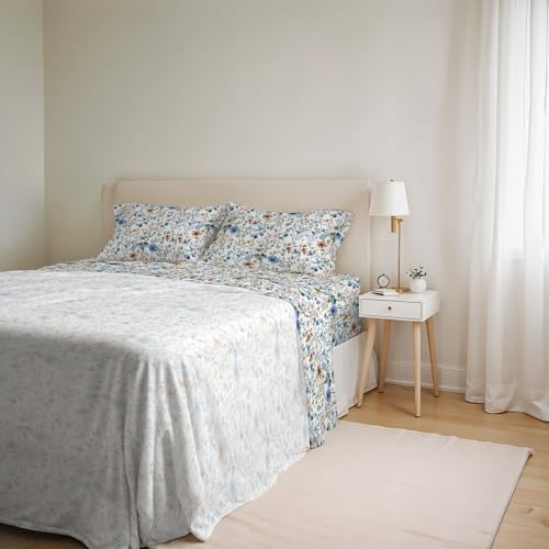 Ida Cotton Double Bed Sheet Set, Made in Italy – Complete Bed Set, Fitted Sheet, Top Sheet 240 x 300 cm and 2 Pillowcases with Inner Flap (Double, Ermes)