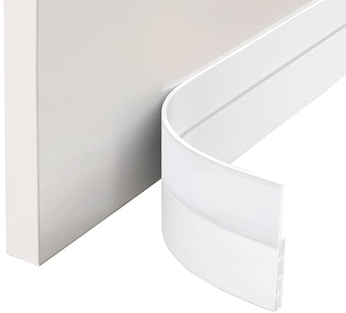 EXTSUD 4 Pack Adhesive Under Door Sweep Weather Stripping Soundproof Rubber Bottom Seal Strip Draft Stopper Draught Excluder, 100x5cm (White)