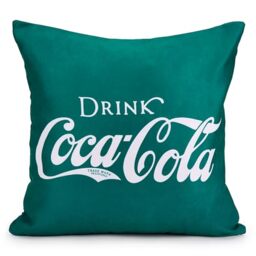 The Gift Scholars Coca Cola Green Cushion Covers Officially Licensed by Coke 40 x 40cm with Zipper. Pattern on both sides. Velvet Feel & Dual-Sided Design