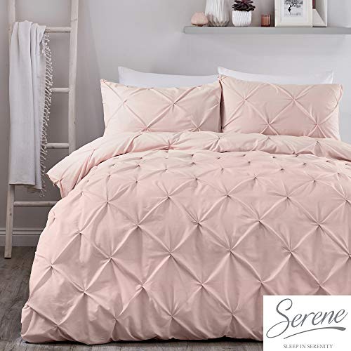 Serene Lara Ruched Easy Care Duvet Cover Set, Blush, King