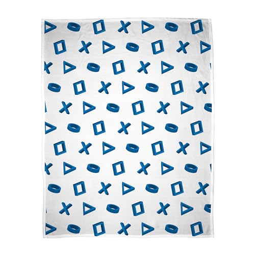 Play Station Officially Licensed Fleece Blanket - White and Blue Controller Design Super Soft Warm Throw - Perfect For Teen Gaming Bedrooms, Camping & Sleepovers - Size 100x150cm