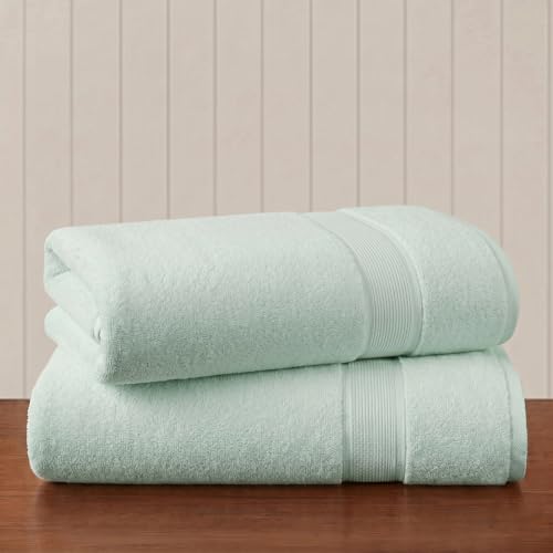 "Madison Park Signature 800GSM 100% Cotton Luxurious Bath Towel Set Highly Absorbent, Quick Dry, Hotel & Spa Quality for Bathroom, Oversized Bath Sheet Set 34""x 68"", Seafoam 2 Piece"