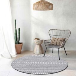 Livabliss Mimi Prague Indoor Outdoor Rug, Boho – 160x160 cm, Black & White