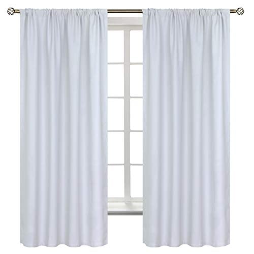 BGment Rod Pocket Room Darkening Curtains for Bedroom 63 Inches Long - Thermal Insulated Blackout Curtains for Living Room, 42 x 63 Inch, 2 Panels, Greyish White
