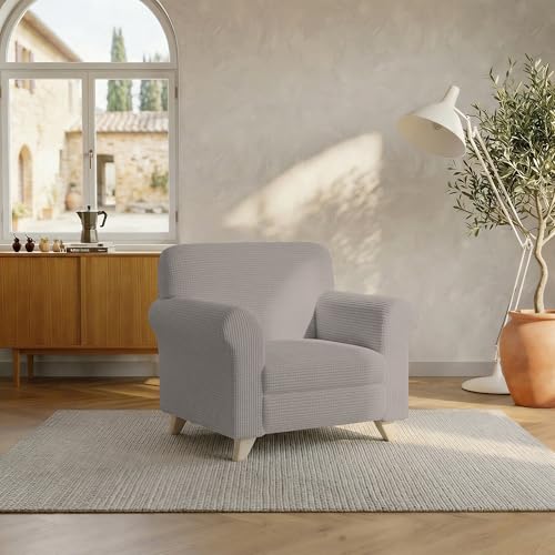 Italian Bed Linen ??? Leslie??? Sofa Cover, 95% Polyester + 5% Elastane, Dove Grey, 1 Place