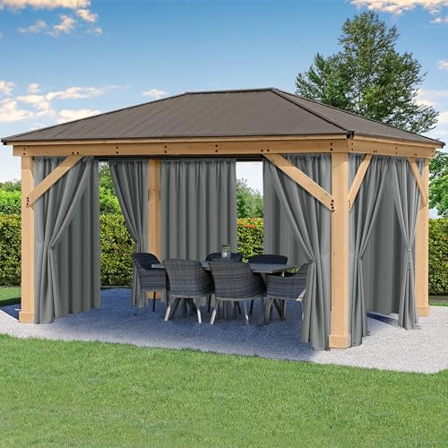Outdoor Curtains for Patio Waterproof Rod Pocket 4 Pcs 54x95 Inch Grey - Weatherproof Privacy Screens, Built-In Top Slots, Multipack Shading Ideal For Porch, Gazebo, Backyard Or Balcony