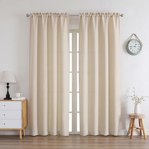 Chyhomenyc Linen Curtains 78 Inch Length 2 Panels Set, Faux Linen Textured Light Filtering Soft Airy Farmhouse Curtain Drapes for Living Room Bedroom, 40Wx78L