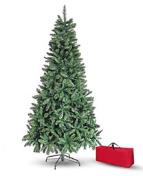 Brigros - Artificial Christmas Tree Thick Pine Needle, + Bag, Realistic Effect, Hook Branches, Easy Assembly, PVC, Metal Base, Flame Retardant (Green, 120 cm)