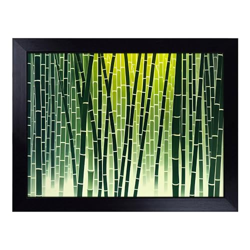 Lap Tray with Bean Bag Cushion, Victorious Bamboo Forest - Handmade in the UK, Raised Wooden Edge, Padded Cushion, Heat-Resistant Wipe-Clean Surface, for Meals, Laptops and Crafts