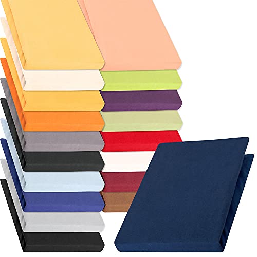 aqua-textil Pur Fitted Sheet Divan Water Beds Cotton 120x200-130x220 cm dark blue