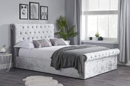 Birlea, King Size Fabric Side Ottoman, Steel Crushed Velvet, Plywood, SIESO5STE