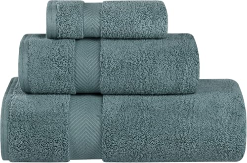 Superior Collection 100% Zero Twist Cotton Super Soft and Absorbent 3-Piece Towel Set, Jade