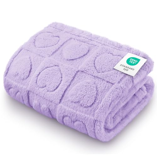 Luciphia Small Dog Blanket Washable Pet Bed Cover Soft Fluffy Puppy Blanket with Premium Fleece 300GSM Cozy Calming Cat Blankets for Indoor Cats Light Purple 57x40 inch