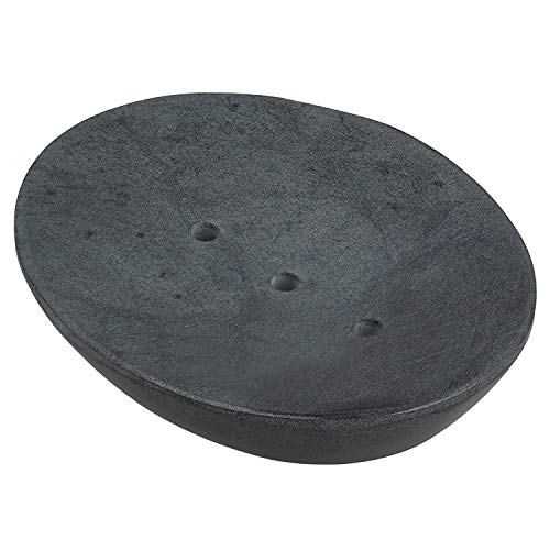 Ajuny Soapstone Soap Dish Holder with Self Drainage for Sink Bars & Sponge - Soap Saver Tray Natural Stone Plate for Kitchen Countertop Shower Bathroom Accessories Non-Slip Keep Dry Easy Clean Grey 5 In
