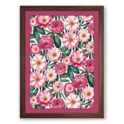 Victorian Floral Tapestry Botanical Framed Wall Art Print A1 (84.1×59.4cm) Walnut, Wall Decor for Living Room, Bedroom, Office & Home, Ready to Hang, Art Gift
