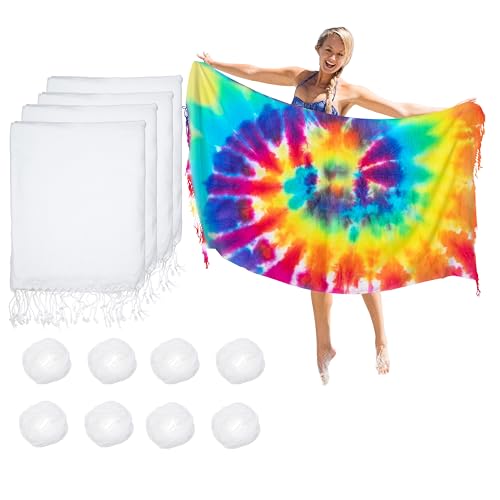 Dielianyi Turkish Beach Towels for Tie-dye Oversized White Beach Towel for tie dye Party 71x39 Lightweight Beach Blanke for Bath Towel Travel Towels with tie dye Thread (1) (4PCS)