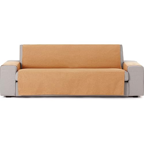 ECOMMERC3 Universal and Versatile 4 Seater Sofa Cover - Mustard Colour Chair Cover Protector Easy to Install for Back, Seat and Arms