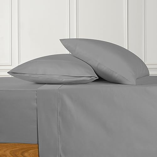 URBANHUT 100% Cotton Sheets Queen Size, for Everyday Use - Dark Grey - 4 Piece Sateen Weave Sheets, Queen Size 16'' Elasticized Deep Pocket Bedsheets, Breathable and Durable
