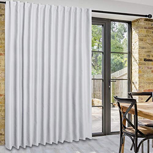 DWCN Patio Sliding Door Curtains - Extra Wide Blackout Curtains for Glass Door, Room Divider Thermal Curtain Panel with Back Tab & Rod Pocket for Bedroom Partition, 80 x 96 Inches, Greyish White