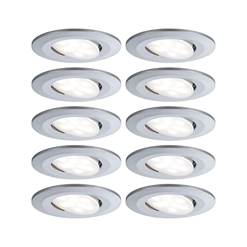 Paulmann 99925 Calla LED recessed luminaire Round Set of 10 incl. 10x6.5W IP65 dim recessed spot Chrome matt Cabinet Light Plastic recessed lamp 4000K