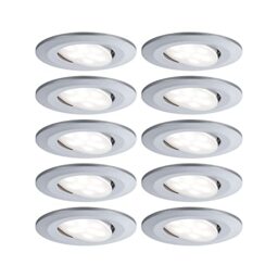 Paulmann 99925 Calla LED recessed luminaire Round Set of 10 incl. 10x6.5W IP65 dim recessed spot Chrome matt Cabinet Light Plastic recessed lamp 4000K