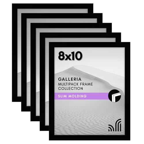 Americanflat 8x10 Picture Frame with Polished Plexiglass - Set of 5 - Galleria Collection - Gallery Wall Frame Set for Tabletop and Wall Display - Black