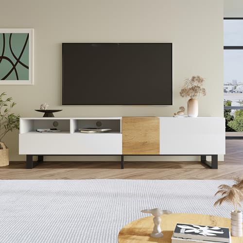 Ball & Cast TV Cabinet TV Stands & Multimedia Centres TV Table Storage Unit Contemporary 180 * 33cm White Grain Finish: Elevate Your Entertainment Space with Style