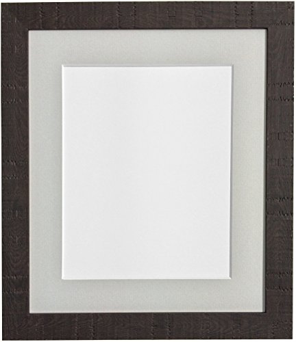 FRAMES BY POST Deep Grain Picture Photo Frame, Recycled Plastic, Dark Brown with Light Grey Mount, 14 x 11 Image Size 12 x 8 Inch