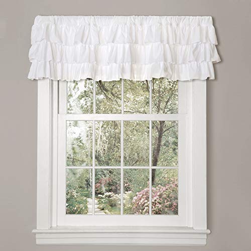 "Lush Decor Belle Valance Vintage Chic Style Single Curtain, 84"" W x 18"" L, White"