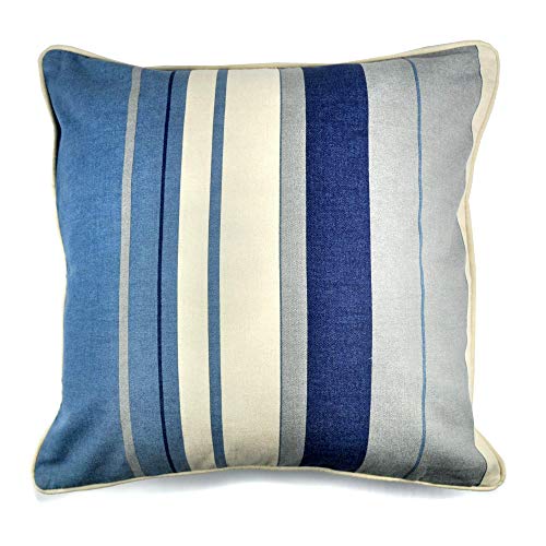 "Fusion - Whitworth Stripe - 100% Cotton Cushion Cover - 43x43cm (17x17"") in Blue"