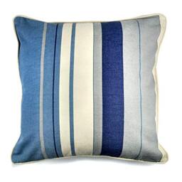 "Fusion - Whitworth Stripe - 100% Cotton Cushion Cover - 43x43cm (17x17"") in Blue"