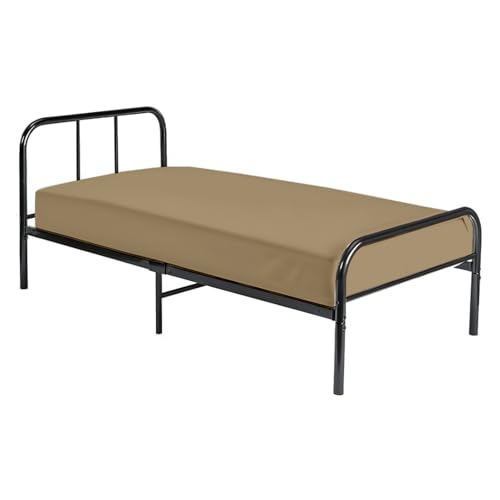 Cot Fitted Sheet 25 x 75, 100% Egyptian Cotton, Taupe - 1 PC Cot Size Bottom Sheet Only, Perfect for Narrow Twin, Camp Bunk, Army Cots, Trifold Mattress, Guest Bed Replacement