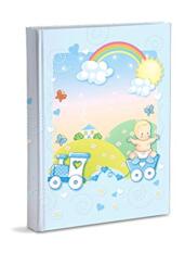 Mareli Photo Album, Sky Blue, Baby Birth with Journal, 23 x 30 cm, 56 White Pg and 4 Pg Customisable Journal, Thick and Durable Cardboard Pages Intervalled with Parchment