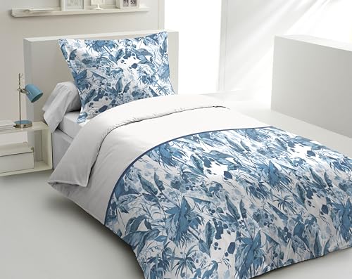 Home Linge Passion Duvet Cover Set 140 x 200 cm – 2 Pieces – Soft Cotton Percale – Duvet Cover + Pillowcase – Blue – La Nomad Model