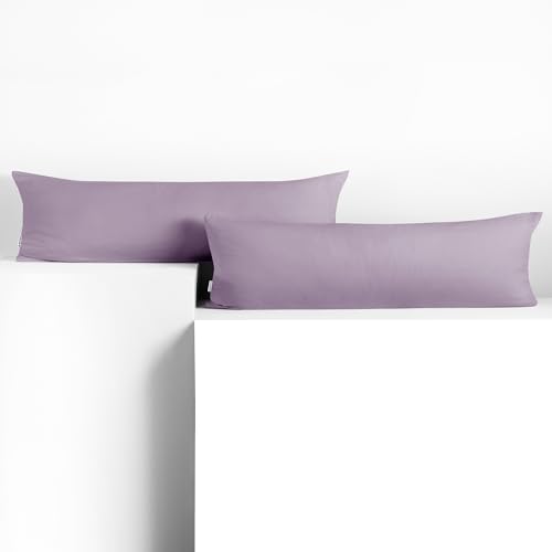 DecoKing Set of 2 Pillowcases 20 x 120 cm, Jersey Knit, 100% Combed Cotton, zip closure, color Purple, Amber