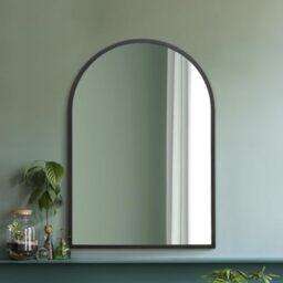 "The Arcus - Black Metal Framed Arched Wall Mirror 39"" X 27"" (100CM X 70CM). Suitable for Inside and Outside!…"